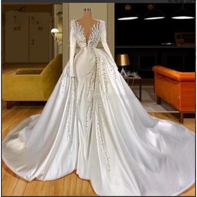 新款婚纱礼服优雅抹胸大蓬蓬裙拖尾婚纱独唱表演wedding dress