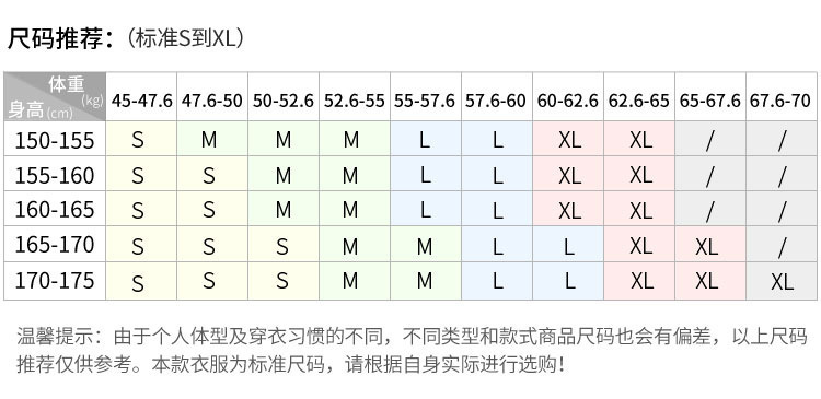 尺码表