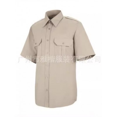 定制夏季翻领多口袋拉链工装房地产企业男衣服短袖衬衫工作服