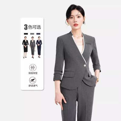 职业西装套装女2024秋季新款工装气质收腰珠宝店售楼部工作服高端