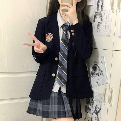 山茶与书学院风西装黑色校供感小个子西服jk制服女外套英伦外衣